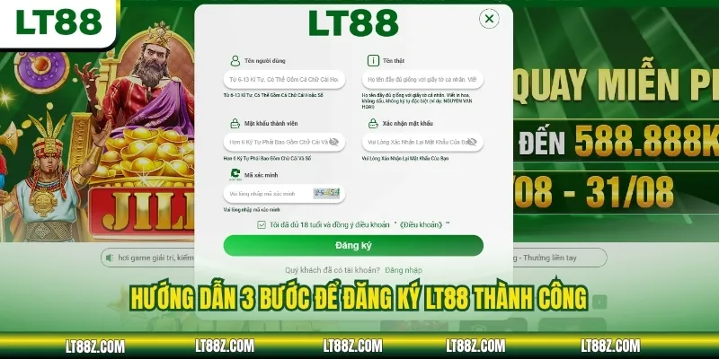 Hướng dẫn 3 bước để đăng ký LT88 thành công