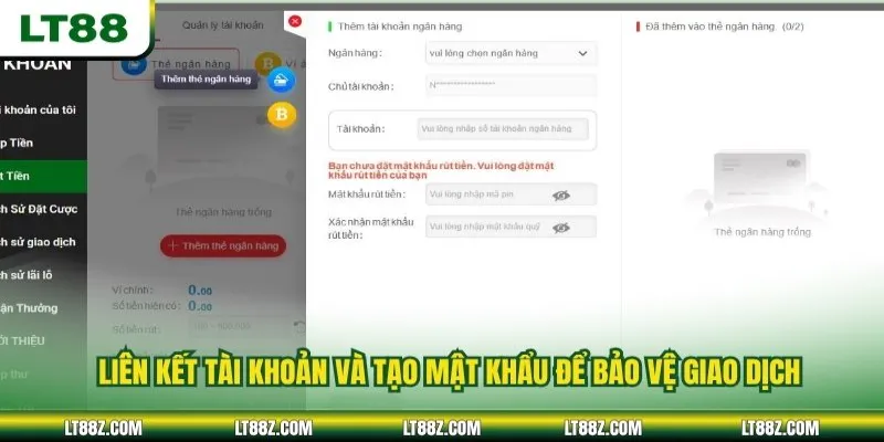 Liên kết tài khoản và tạo mật khẩu để bảo vệ giao dịch