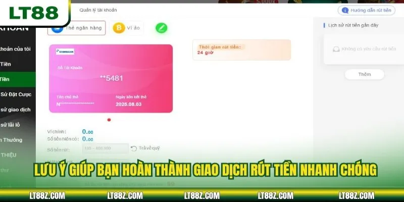 Lưu ý giúp bạn hoàn thành giao dịch rút tiền nhanh chóng